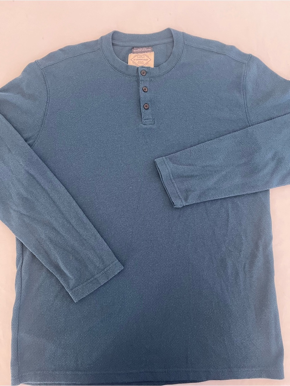 St John’s Bay Men's Blue Henley Long-Sleeve Shirt